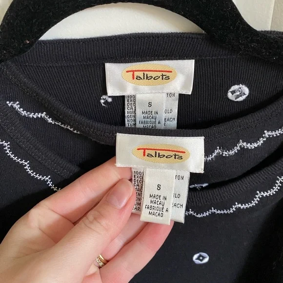 Vintage Talbots 100% Cotton Black Zip Up Sweater and Top Set - Picture 2 of 6